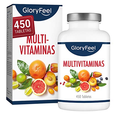 Multivitaminas y Minerales - 450 Comprimidos Veganos (Suministro para 1+ año) - Todas las Vitaminas A,B,C,D3,E, Calcio, Zinc, Selenio – Multivitamínic