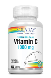 Solaray Vitamin C 1000mg | con Escaramujo y Acerola | Acción Retardada| Sin Gluten | Apto Para Veganos | 100 comprimidos características