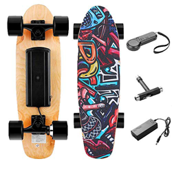 Monopatín Eléctrico Mini Skateboard con Control Remoto para Adulto Adolescente,Velocidad Máx 20 km/h, Negro/Naranja (EU Stock) (Negro) precio