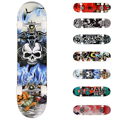 WeSkate Completo Skateboard 31"x8" 7 Capas Monopatín de Madera de Arce Skateboards con rodamientos ABEC-7 de 7 para Principiantes Niñas Niños Adolesce