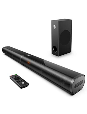 Barra de Sonido 2.1Canales para TV, BOMAKER 190W con Subwoofer, Potencia 125 dB, HDMI, Bluetooth 5.0, 6 Modos de Sonido, Bajos Ajustables, Óptico, 3,5