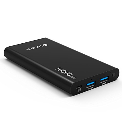 Kinps Power Bank, 10000mAh (Doble Puerto, Total 5V/3.5A) Batería Externa Portátil Carga Ultra Compacto con tecnología Inteligente para iPhone,iPad,Tel