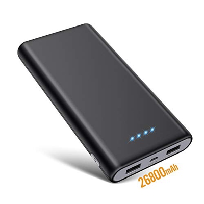 SWEYE Batería Externa 26800mAH Carga Rápida de Power Bank 2 USB Cargar y Luces LED [Ultra Capacidad］Cargador Movil Portátil Compacto con Múltiples Pro