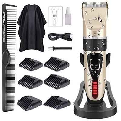 Cortapelos Hombres, PURKOO Cortapelos Profesional Hombres Máquina Cortar Pelo Kit IPX7 Impermeable Cuchilla de Titanio y Cerámica Pantalla LED, Cortad