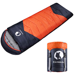 Canway - Saco de dormir tipo momia de algodón como relleno impermeable para camping, interior y exterior, para adultos en invierno, 1,9 kg (naranja) características
