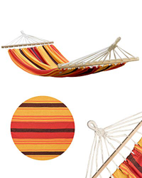 Shopping Hero - Hamaca individual (120 x 200 cm, 100% algodón, con varilla y trabillas, hasta 100 kg), color naranja y amarillo precio