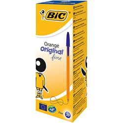 BIC Orange Original Fine bolígrafos punta fina (0,8 mm) - Azul, Caja de 20 unidades características