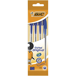 BiC Cristal medium - Bolígrafo de punta redonda, color azul, pack de 4 unidades características