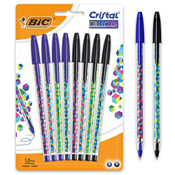 BIC Cristal Collection Stylos- Bolas de punta media (1,0 mm), color negro y azul características