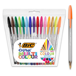 BIC Cristal Multicolour - Pack de 15 unidades, bolígrafos de punta ancha (1,6 mm), colores surtidos precio
