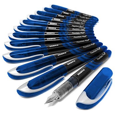 Cebra Fuente - Desechables Pluma Estilográfica - Tinta Azul - Paquete de 12