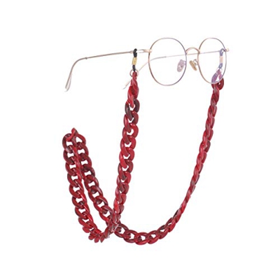 Fishhook - Cadena acrílica retro para gafas de vista y gafas de lectura para evitar que se caigan, enganche de goma negra, cordón, para mujeres y homb