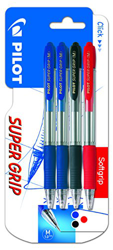 Pilot Spain Super Grip - Bolígrafo retráctil con tinta base aceite, 4 unidades, multicolor en oferta