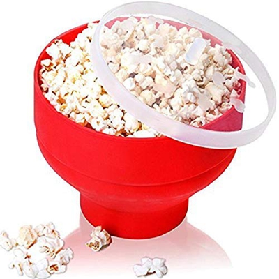 Appearanice Tazón de Palomitas de maíz de Silicona Cubo de Palomitas de maíz doblado Horno de microondas Cubo de Silicona Cubierto Grande Resistente a