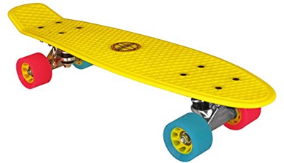 Nijdam Skateboard Kunststoff - Skateboard, Color Amarillo (Gelb/Blau/Fuchsia), Talla Standard