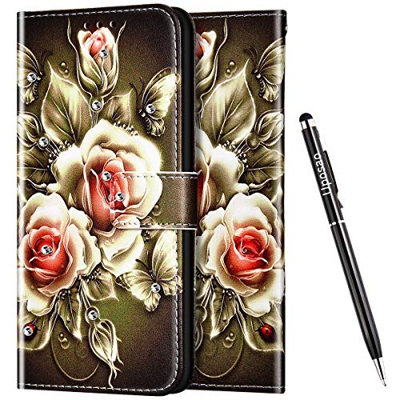 Uposao - Funda con Tapa para Huawei Honor 10 Lite, diseño de Estampado 3D, Compatible con Funda Huawei Honor 10 Lite Billetera Diamante Glitter Brilla