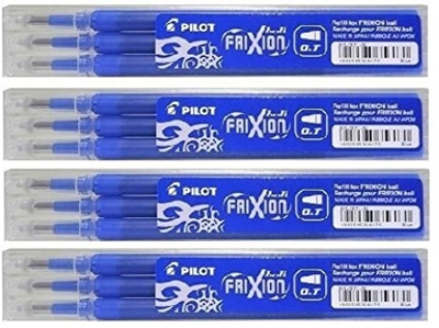 Pilot FriXion Ball Tintenroller, Repuesto de tinta (4 juegos de 3 piezas), 0.7, Azul