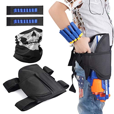 TIMESETL Kit de Accesorios de Juguete Táctico de Niños 3 Piezas Riñonera Táctico/ Muñequera de Dardos/ Máscara de Calavera para Nerf N-Strike Elite Se