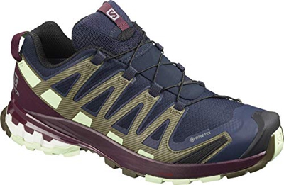Salomon XA Pro 3D v8 GTX W, Zapatillas de Trail Running para Mujer, Azul Navy Blazer Wine Tasting Patina Green, 38 EU