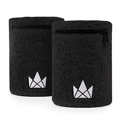 Muñequera Sweatband, 2-pack, con Bolsillo (Negro - L)