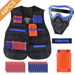 OFUN Táctico para Niños 44pcs, Chaleco táctico para niños para Pistolas Nerf N-Strike Elite con 40 Piezas de Balas de Dardos + 1 máscara + 1 Clips de  en oferta