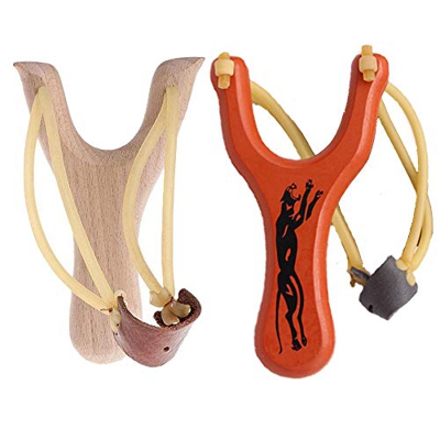 Knowing Tirachinas Madera, 2 Piezas Catapulta de Madera Aire Libre, Tirachinas de Camping Duradero, Tirachinas de Madera Hechas a Mano de Alta Velocid