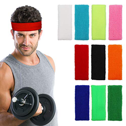 Kurtzy Cinta Pelo (10 Pz) - 13cm Deportiva Banda de Pelo para Mujer, Hombre y Niños - Bandas de Cabeza para Ciclismo, Gimnasia, Fútbol, Atletismo - Ci en oferta