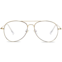 SOJOS Gafas de Sol de Metal Clásico Marco del Espejo Lente Con las Bisagras del Resorte SJ1030 Con Marco Dorado/Lentes Transparentes características