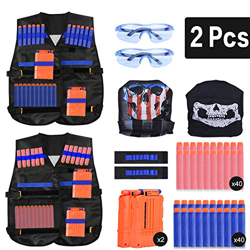 EXTSUD Chaleco Táctico Niños Elite Tactical Chaleco para N-Strike Elite Series con 80 Piezas de Recarga de Dardos, 2 Clips de Recarga, 2 Máscaras Táct características
