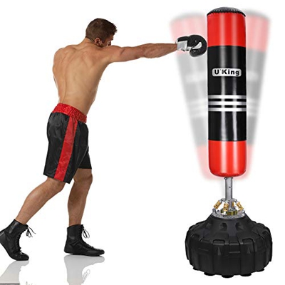 UKing Saco de Boxeo de Pie, 180cm Saco Boxeo Suelo con Base y Columna de Rebote de 360 ​​°,para Kick Boxing, Artes Marciales Mixtas, Equipo de Entrena