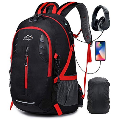 A AM SeaBlue 30L Ligero Mochila de Senderismo para Acampar,Viajar,Alpinismo,Trekking,15.6 Pulgadas Mochila de Viaje Puerto USB,Cubierta Impermeable pa