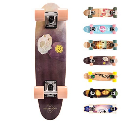 Monopatín patineta Retro Madera Skateboard Completo niños jóvenes Adultos Mejor Calidad Robusto Ligero Ruedas un Skateboard Madera (Smile)