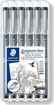 Staedtler 308 SB6P. Rotuladores Fineliner Pigment Liner. Estuche con 6 unidades.