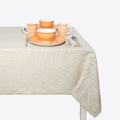 Mantel Jacquard - Jaquard hojas 8 Comensales - 150x250 cm Beige