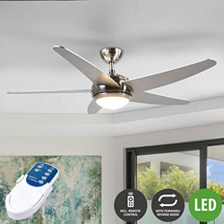 LED Ventilador de techo con lámpara 'Anneka' (Moderno) en Gris hecho de Madera e.o. para Salón & Comedor (1 llama, A++) de LAMPENWELT | Ventilador características