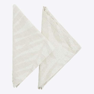 Juego 2 Servilletas Lino - Jaquard hojas 040x040 cm x 2 und. Beige