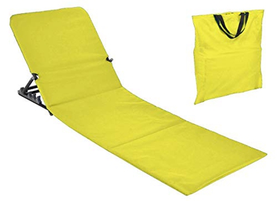 Spetebo Esterilla para la playa, plegable, con respaldo, tumbona para la playa, jardín, amarillo