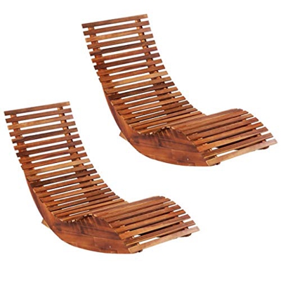 Benkeg 2 Unidades Tumbonas Mecedoras Madera Maciza De Acacia 149 X 60 X 86 Cm, Tumbona De Exterior Tumbona De Jardín para Jardín, Patio, Porche O Pisc