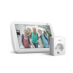 Echo Show 8, Tela de color gris claro + Tapo P100 Enchufe inteligente, compatible con Alexa características
