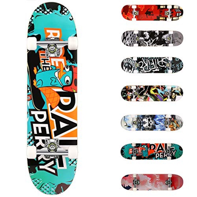 WeSkate Completo Skateboard 31"x8" 7 Capas Monopatín de Madera de Arce Skateboards con rodamientos ABEC-7 de 7 para Principiantes Niñas Niños Adolesce