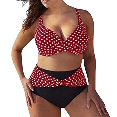 Bikinis Mujer 2019 Tallas Grandes LANSKIRT Trajes de baño con Estampado de Puntos para Mujeres bañadores Casual Conjunto de Bikini Tangas Dos Piezas p