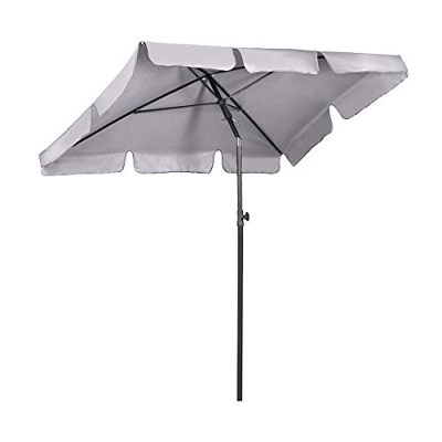 Sekey® Sombrilla 200 x 125cm Parasole para Terraza Jardín Playa Balcón Piscina Patio ，Protector Solar UV50+ ， Color Gris Claro ， Rectángulo