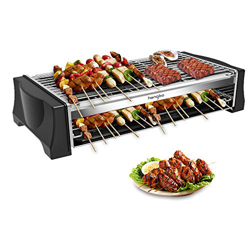 HengBo Barbacoa eléctrica sin Humo, Barbacoa de Mesa de Doble Capa Parrilla Barbacoa con Bandeja de Goteo, Termostato Ajustable, Superficie 46,5 x 20, en oferta