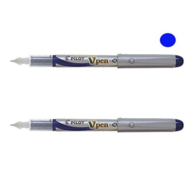Lote 2 Plumas desechables Pilot V-pen Silver tinta líquida de color Azul