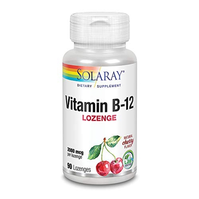 SOLARAY Vitamina B-12 2000mcg | Sabor a cereza natural sin azúcar | Energía saludable y soporte de glóbulos rojos | Sin Gluten | Apto Para Veganos | 9