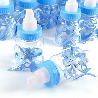 JZK 24 Azul biberones Botella Botellas Caja Caramelos Dulces Porta Caramelos Dulces Confeti Regalo para Nacimiento Bautizo cumpleaños Fiesta Bienvenid