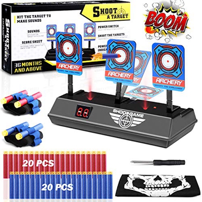 TedGem Objetivos de Tiro Eléctrico, Reinicio Automático, con Inteligente Efecto de Sonido de luz, para el Juguete para niños Nerf N-Strike Elite / Meg