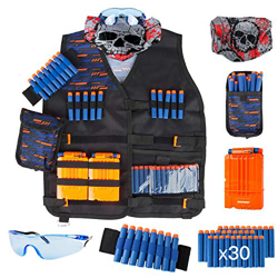 LVHERO El Kit Chaleco Táctico para Nerf N-Strike Elite Series con Dardos de Recarga, Bolsa de Dardos, Pulsera, máscara de Tubo Facial, Clips de Recarg características