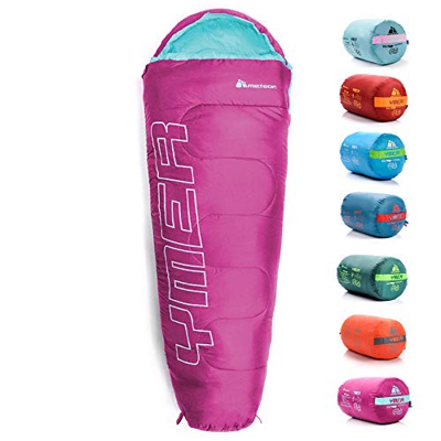 meteor Saco de Dormir Tipo Momia - Ideal para niños en Viaje, Camping, Festival o alojamiento en Hotel Acampada Senderismo al Aire Libre Portátil con 