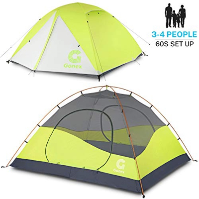 Gonex Tienda de Campaña 3-4 Personas, Tienda de Camping Ligero Impermeable Anti Viento, Tienda Domo para Senderismo Excursionismo Trekking Mochilero M